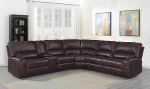 Brunson - 3 Piece Upholstered Reclining Sectional Sofa - Brown