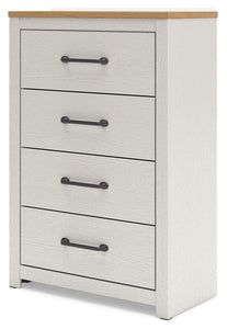 Linnocreek - White / Warm Brown - Four Drawer Chest