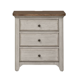 Farmhouse Reimagined - 3 Drawer Nightstand With Charging Station - White