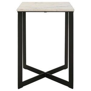 Tobin - Square Marble Top End Table - White And Black