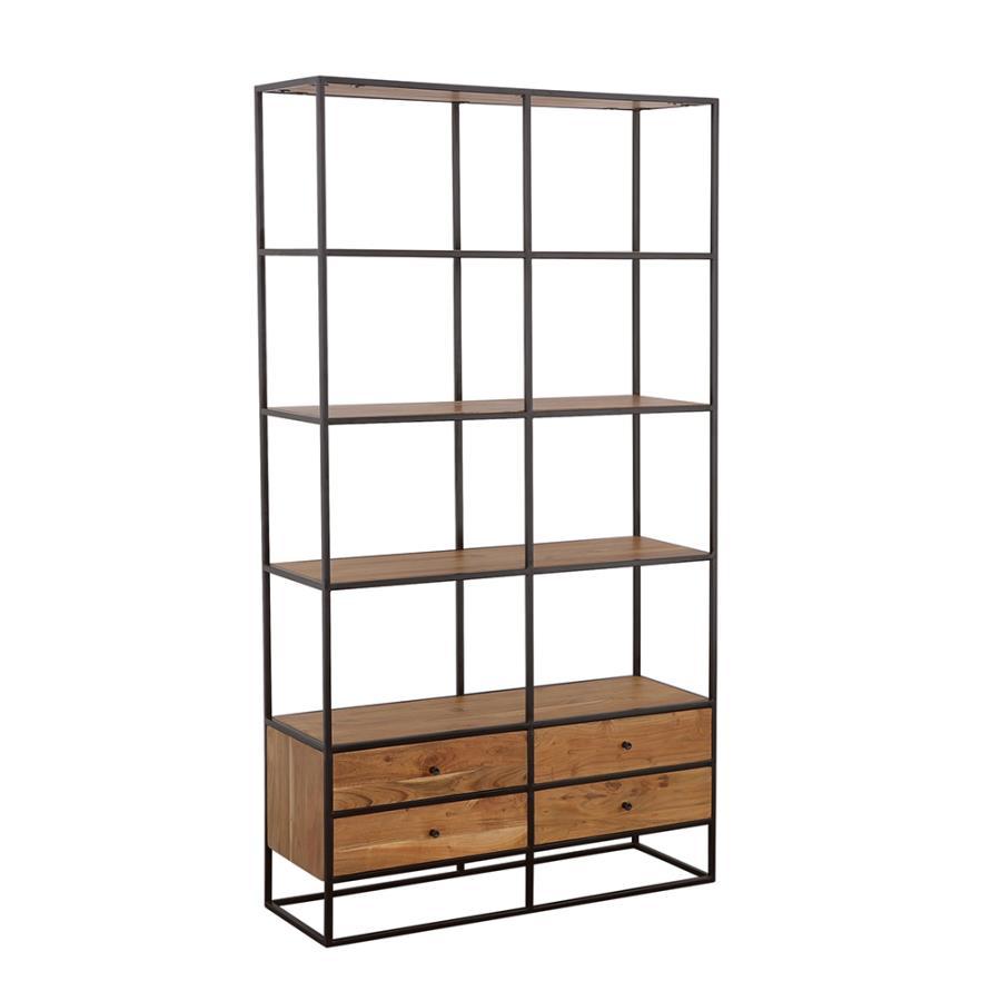 Belcroft - 4-Drawer Storage Bookshelf - Natural Acacia