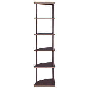 Bonwick - 5-Shelf Corner Bookshelf - Cappuccino