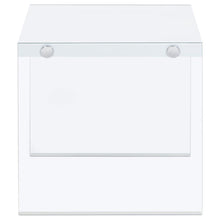 Opal - Square Glass Frame Side End Table - White High Gloss