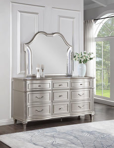 Evangeline - 9-Drawer Dresser With Mirror - Silver Oak