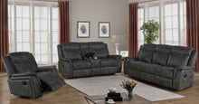 Lawrence - Upholstered Padded Arm Reclining Sofa - Charcoal