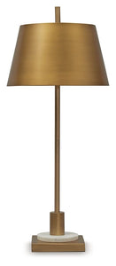 Fritzburn - Gold Finish / White - Metal Table Lamp