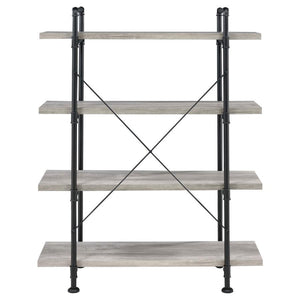 Delray - 4-Shelf Bookshelf - Gray Driftwood And Black