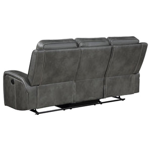 Raelynn - Upholstered Track Arm Motion Sofa - Gray