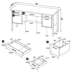 Samson - 4-Drawer Office Desk - Weathered Oak