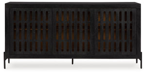 Vallisburg - Black / Natural - Accent Cabinet