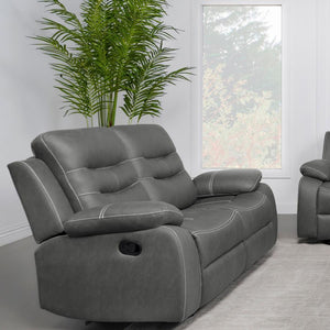 Nova - Upholstered Padded Arm Reclining Loveseat - Dark Gray