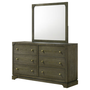 Gran Park - 6-Drawer Dresser And Mirror - Dark Cocoa