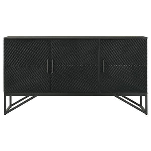 Riddell - 3 Door Wood Reeding Accent Cabinet - Matte Black