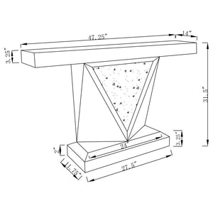 Amore - Mirrored Acrylic Entryway Sofa Console Table - Silver