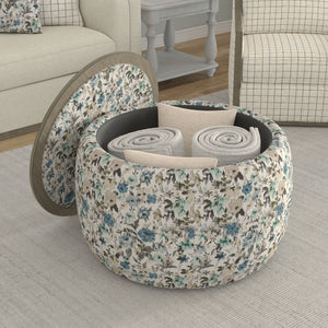 Cecily - Storage Ottoman - Blue Meadow