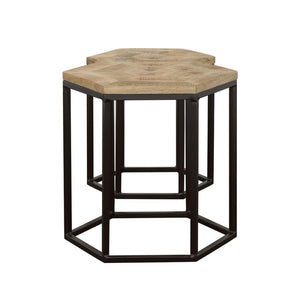 Adger - 2 Piece Hexagonal Nesting Tables - Natural And Black