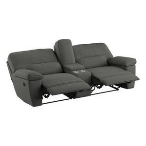 Alberta - 3 Piece Reclining Console Loveseat - Charcoal Gray