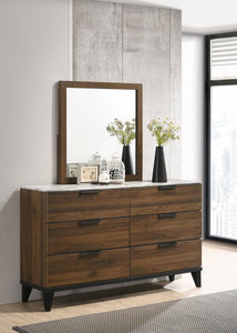 Mays - 6-Drawer Dresser With Mirror - Walnut