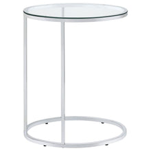 Kyle - Oval Glass Top C-Shaped Sofa Side Table - Chrome