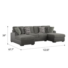 Berlin - Double Chaise Sectional - Gray Herringbone & Sanded Microfiber