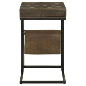 Chessie - 1-Drawer Side Table With Leatherette Sling - Tobacco