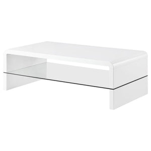 Airell - Rectangular Coffee Table With Shelf - White High Gloss