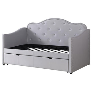 Elmore - Upholstered Twin Daybed With Trundle - Light Gray