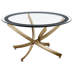 Brooke - Round Glass Top Coffee Table Metal Base