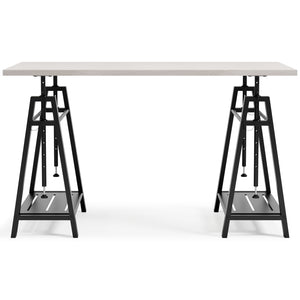 Bayflynn - White / Black - Adjustable Height Desk