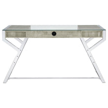 Emelle - Glass Top Writing Desk - Gray Driftwood