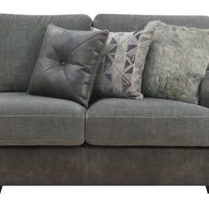 Berlin - 3 Piece Sectional - Gray Herringbone & Sanded Microfiber - Fabric