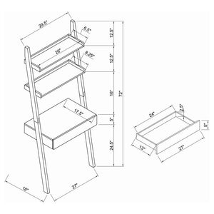 Colella - 3 Piece Ladder Desk And Bookcase Set - Cappuccino