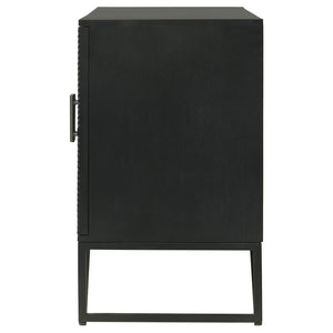 Riddell - 3 Door Wood Reeding Accent Cabinet - Matte Black