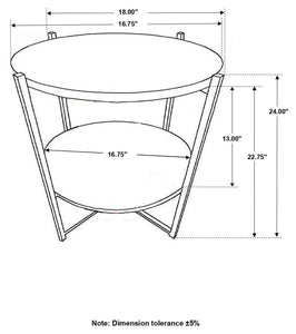 Axel - Round Accent Table With Open Shelf - Natural And Gunmetal