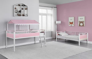 Alexia - Twin Over Twin Workstation Bunk Bed - Pink And White