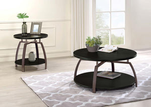 Dacre - Round Engineered Wood Top Side End Table - Dark Gray