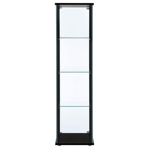 Cyclamen - 4-Shelf Clear Glass Curio Display Cabinet - Black