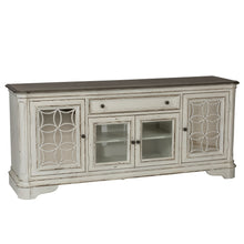 Magnolia Manor - Entertainment TV Stand - White - Glass Doors