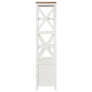 Hollis - 4-Shelf Wood Media Tower With Drawers - Brown And White