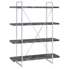 Grimma - 4-Shelf Bookshelf - Rustic Gray And Chrome