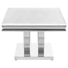 Kerwin - Rectangular Stone Top Coffee Table - White And Chrome