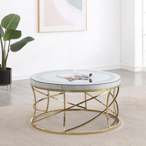 Elise - Round Mirror Top Stainless Steel Coffee Table - Gold