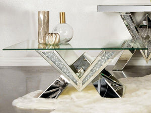 Taffeta - Glass Top Mirrored Acrylic Coffee Table - Silver