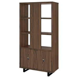 Maddox - 3-Shelf Cabinet Bookcase - Walnut