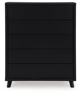 Danziar - Black - Five Drawer Wide Chest