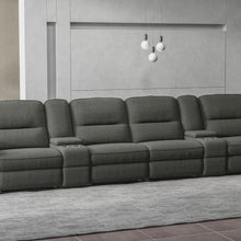 Alberta - 6 Piece Reclining Sofa With 2 Consoles - Charcoal Gray