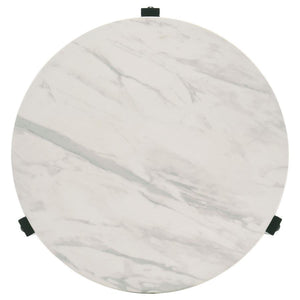 Tandi - Round Faux Marble Side End Table - White And Black