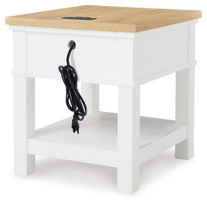 Ashbryn - White / Natural - Rectangular End Table