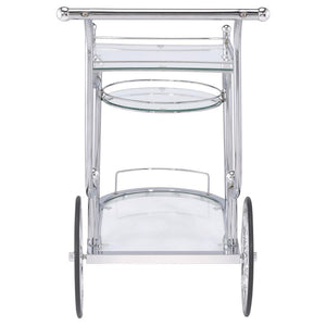 Sarandon - 3-Tier Glass Shelf Metal Bar Cart - Chrome