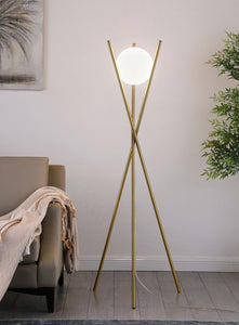 Yamileth - Spherical Bulb Metal Tripod Floor Lamp - Gold